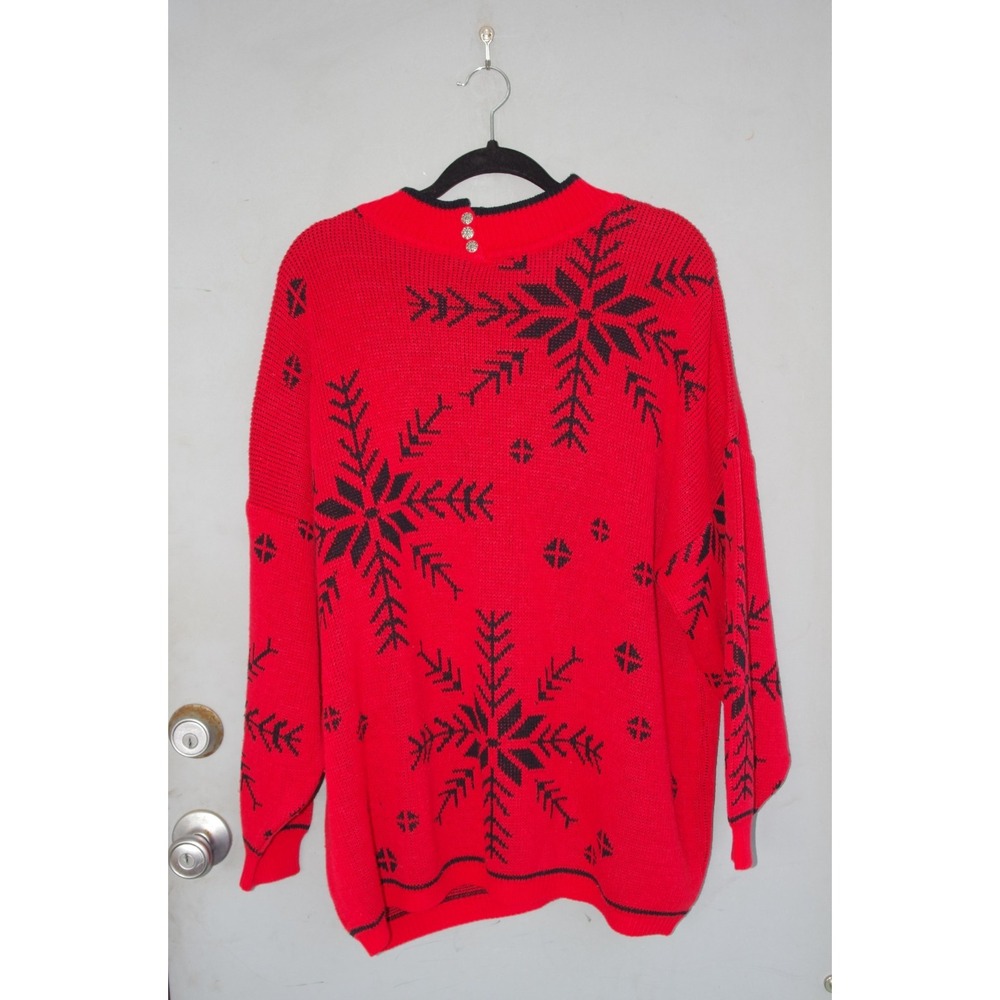 Vintage 80s Stefano International Christmas Snowflakes Sweater OSFM‎ EUC